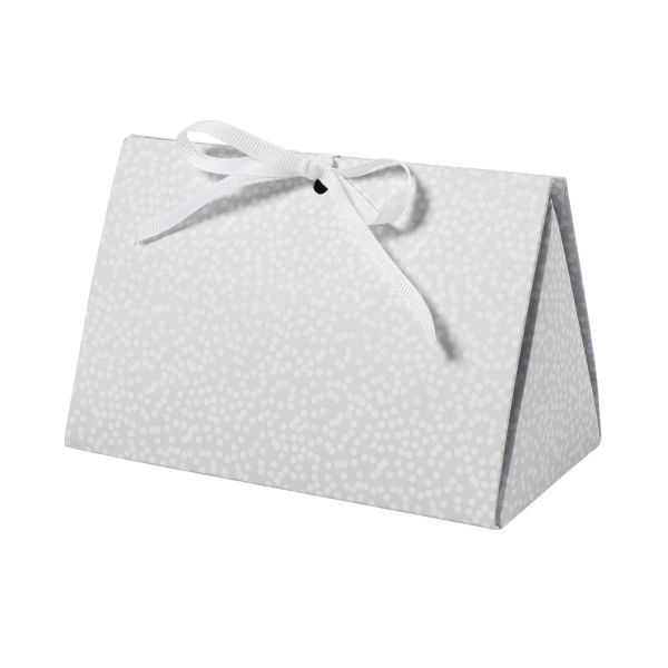 Geschenkbox 15 x 7 x 8 cm, grau mit weißen Punkten, 3 Stück