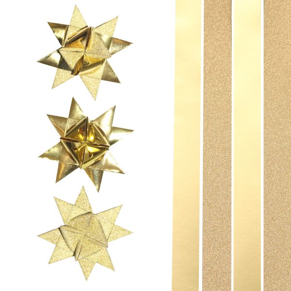 Fröbelsternstreifen Metallic &amp; Glitter, gold, 25mm, 20 Streifen